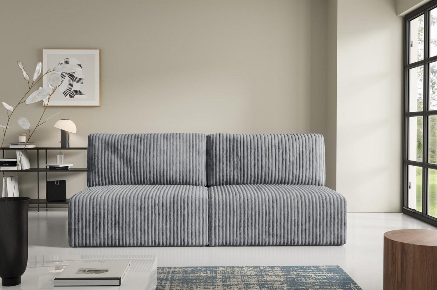 Compleo Schlafsofa klein, Cordsofa ohne Armlehnen, zweisitzer SAMBA, Designer-Sofa Bild 1