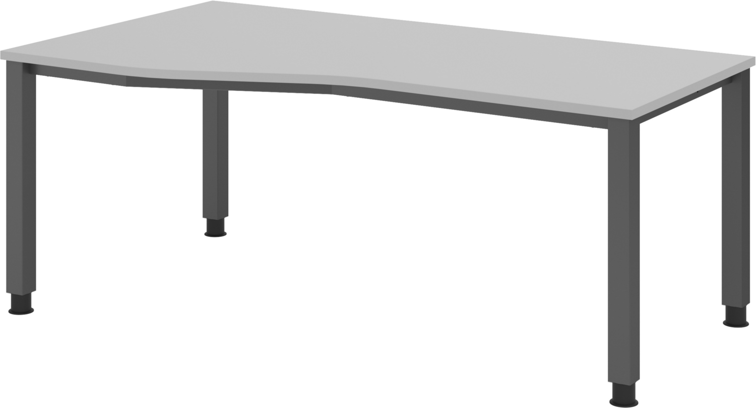 bümö manuell höhenverstellbarer Schreibtisch 180x100 cm in grau, Metall-Gestell: Graphit - PC Tisch höhenverstellbar & belastbar bis 140 kg, Büro- und Computertisch groß, QS-18-5-G Bild 1