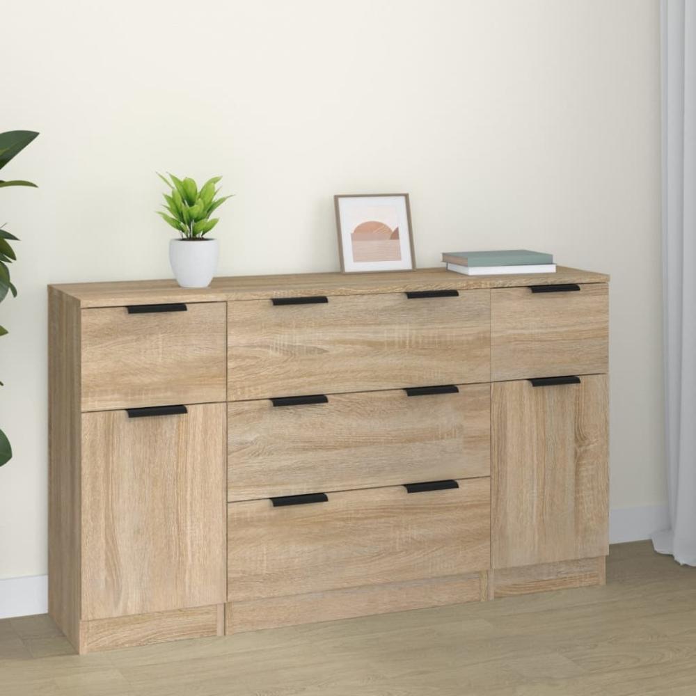 vidaXL 3-tlg. Sideboard-Set Sonoma-Eiche Holzwerkstoff 3115822 Bild 1