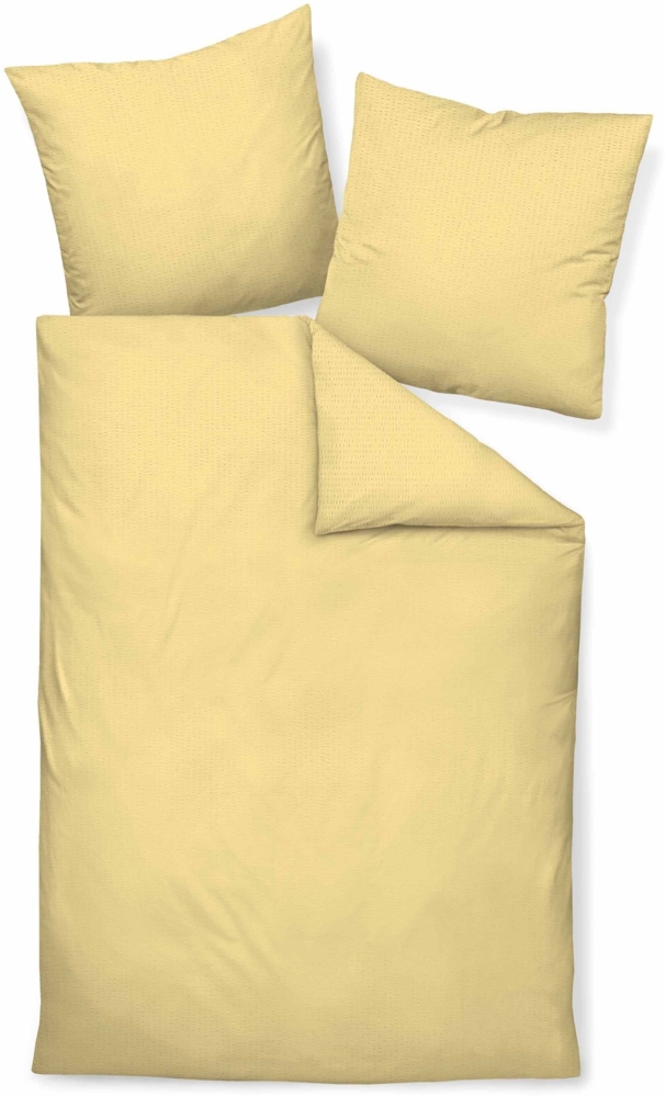 Hochwertige Janine Soft-Seersucker Bettwäsche PIANO | Verschiedene Grössen und Farben 200x200 / 2x 80x80 cm gelb (23) Bild 1
