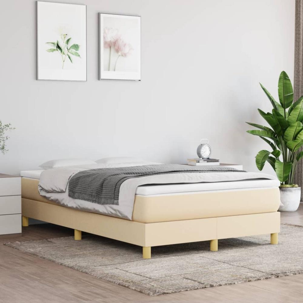 vidaXL Boxspringbett mit Matratze Creme 120x200 cm Stoff, Härtegrad: H2 [3144164] Bild 1