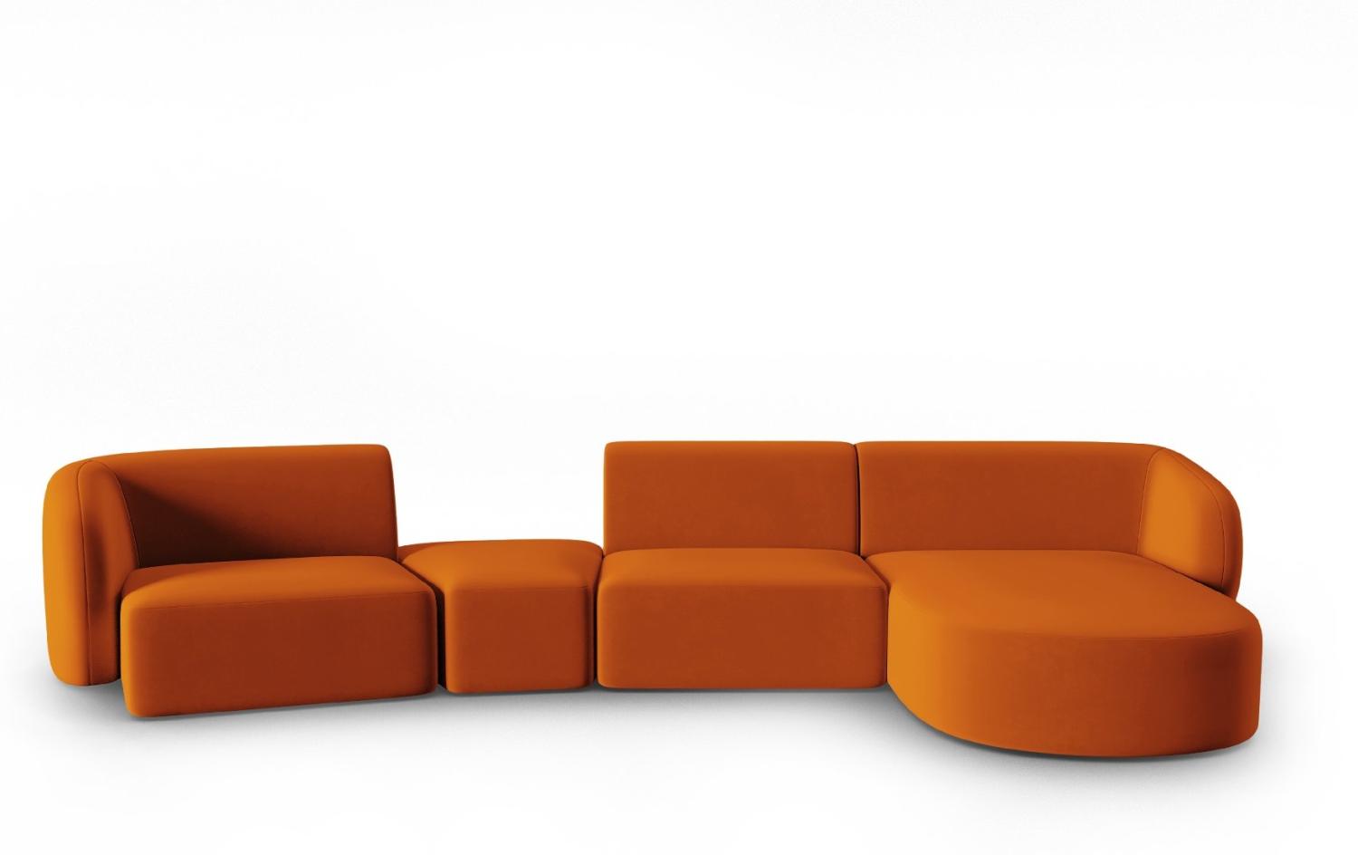 Micadoni Modulares Sofa Shane 5-Sitzer Rechts Samtstoff Terrakotta Bild 1