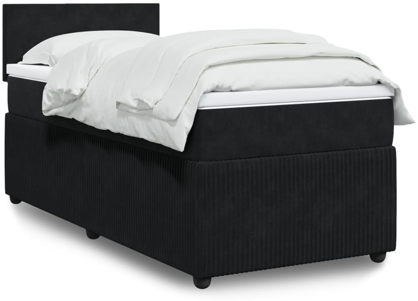 vidaXL Boxspringbett mit Matratze Schwarz 90x190 cm Samt 3289910 Bild 1