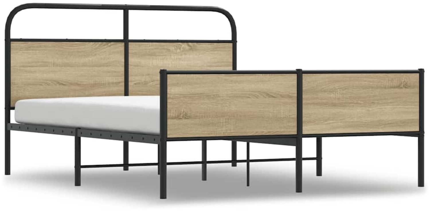 vidaXL Metallbett ohne Matratze Räuchereiche 180x200 cm 3318674 Bild 1