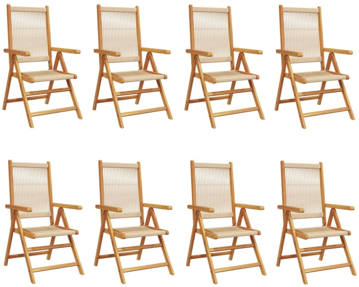 vidaXL Gartenstuhl Verstellbar 8 Stk. Beige Massivholz Akazie 3214537 Bild 1