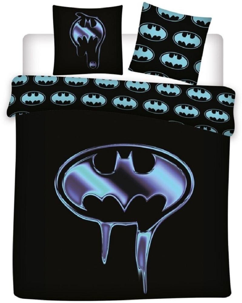 Batman 3-teiliges Bettwäsche-Set – 1x Deckenbezug (240x220) & 2x Kissenbezug (65x65 cm) aus Polycotton Bild 1