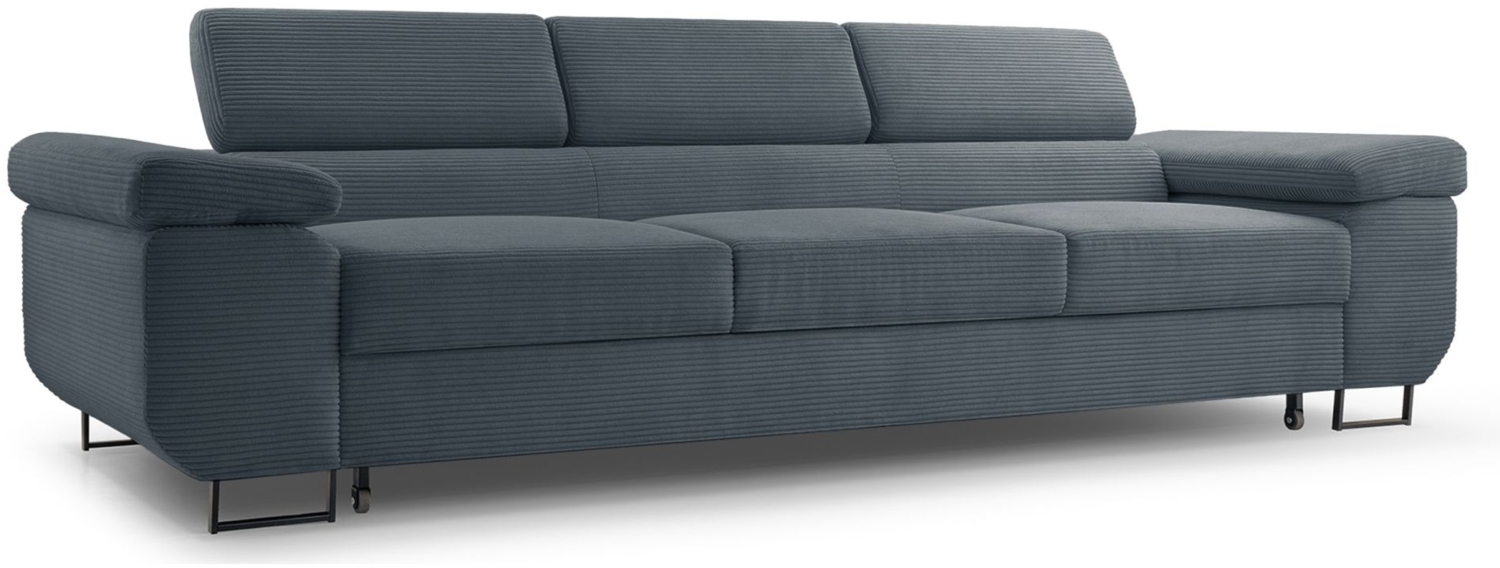 Selsey 'Capurso' Schlafsofa mit verstellbaren Kopfstützen und Stauraum, Cord, Blaugrau Bild 1