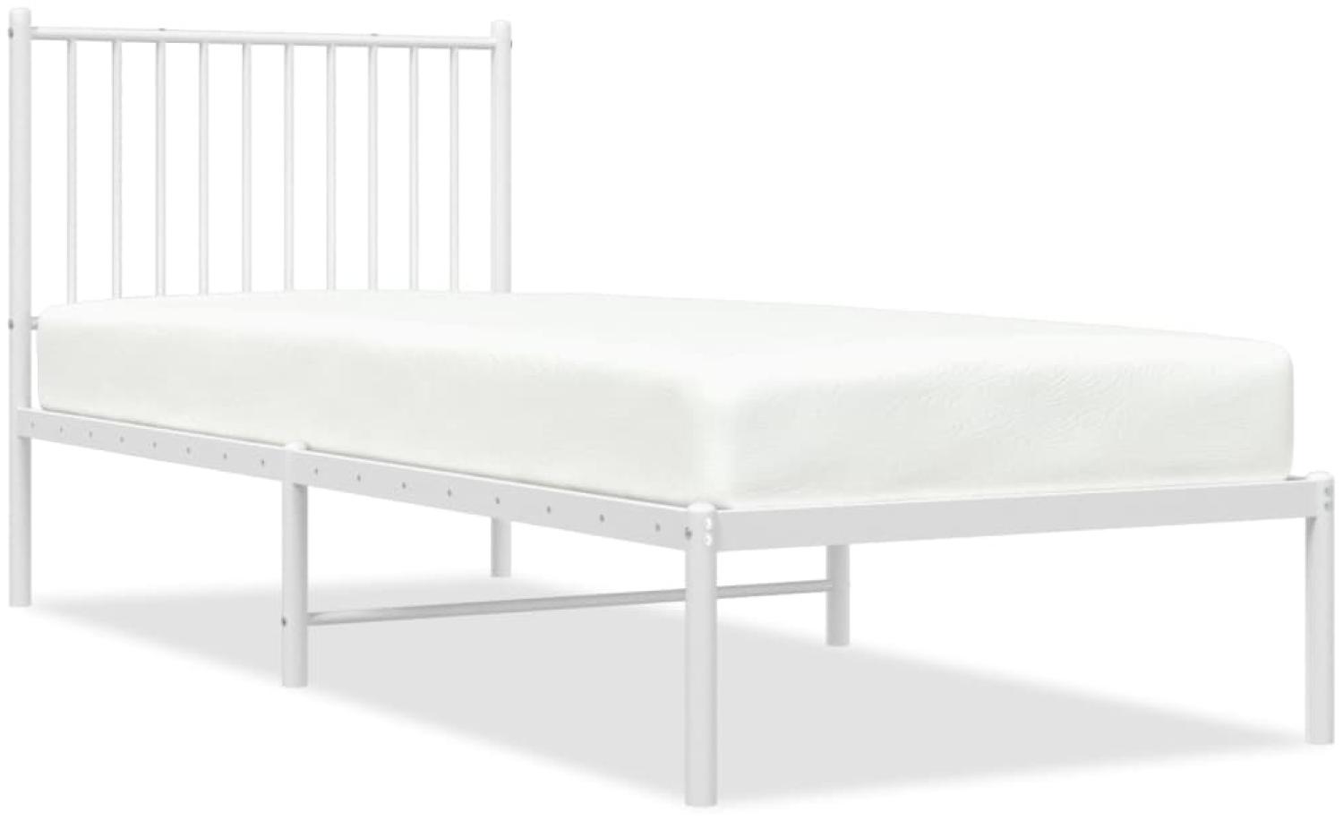 vidaXL Bettgestell mit Kopfteil Metall Weiß 80x200 cm 350922 Bild 1