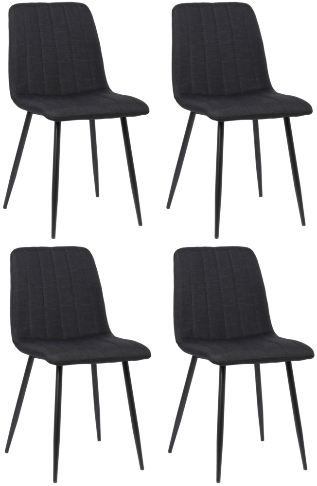 DELUKE® 4er Set Stühle LENZ Stoff - 88 x 45 x 53 cm, schwarz, Metall Gestell Stühle Esszimmerstühle Stuhl Esszimmer Esstisch Stühle Küchenstuhl Bild 1