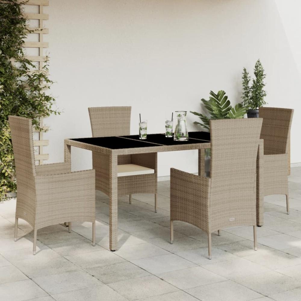 vidaXL 5-tlg. Garten-Essgruppe mit Kissen Beige Poly Rattan 3277571 Bild 1