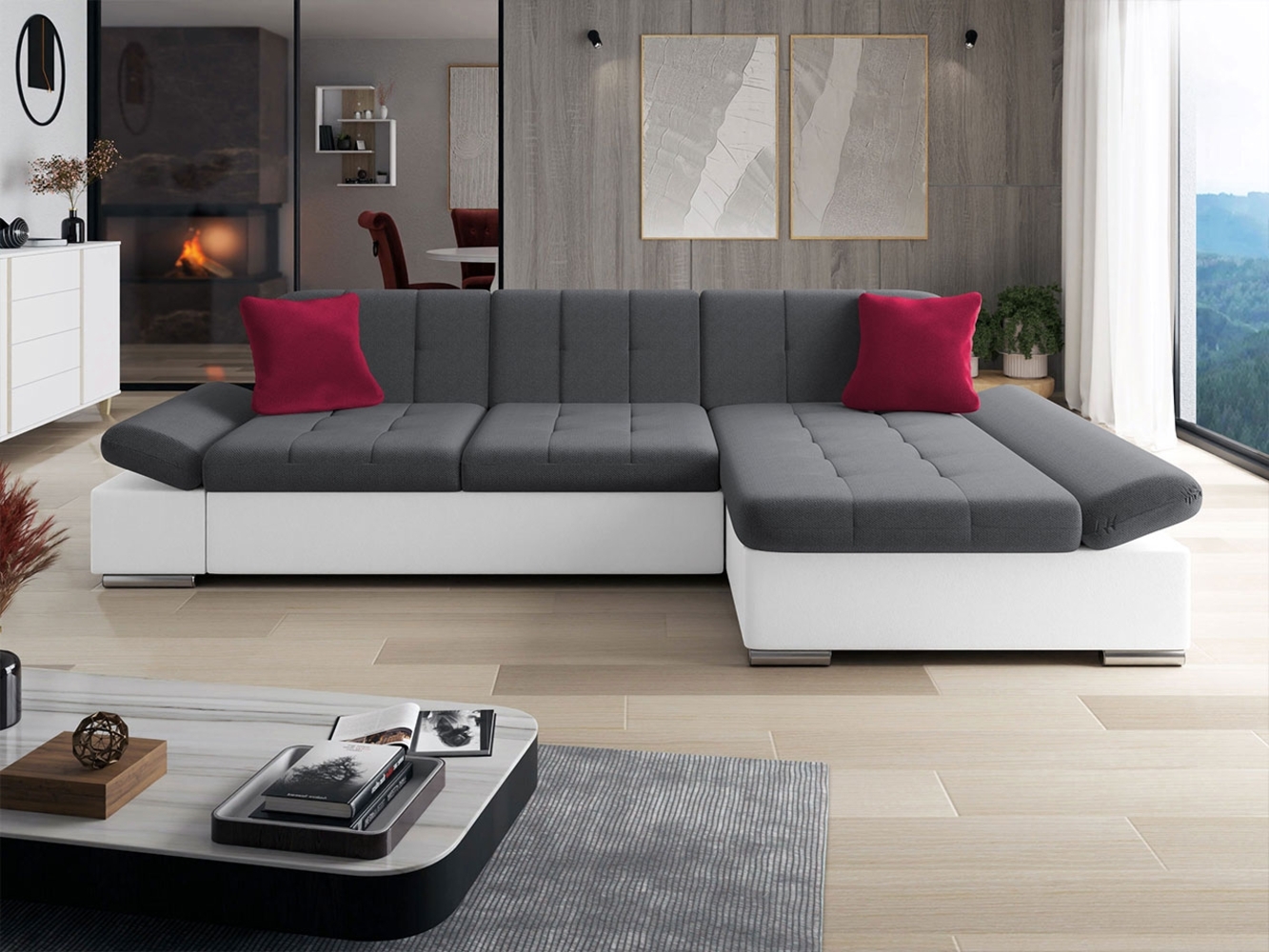 Ecksofa Malwi, Seite: Rechts, Farbe: Soft 017 + Kronos 22 + Kronos 02 Bild 1