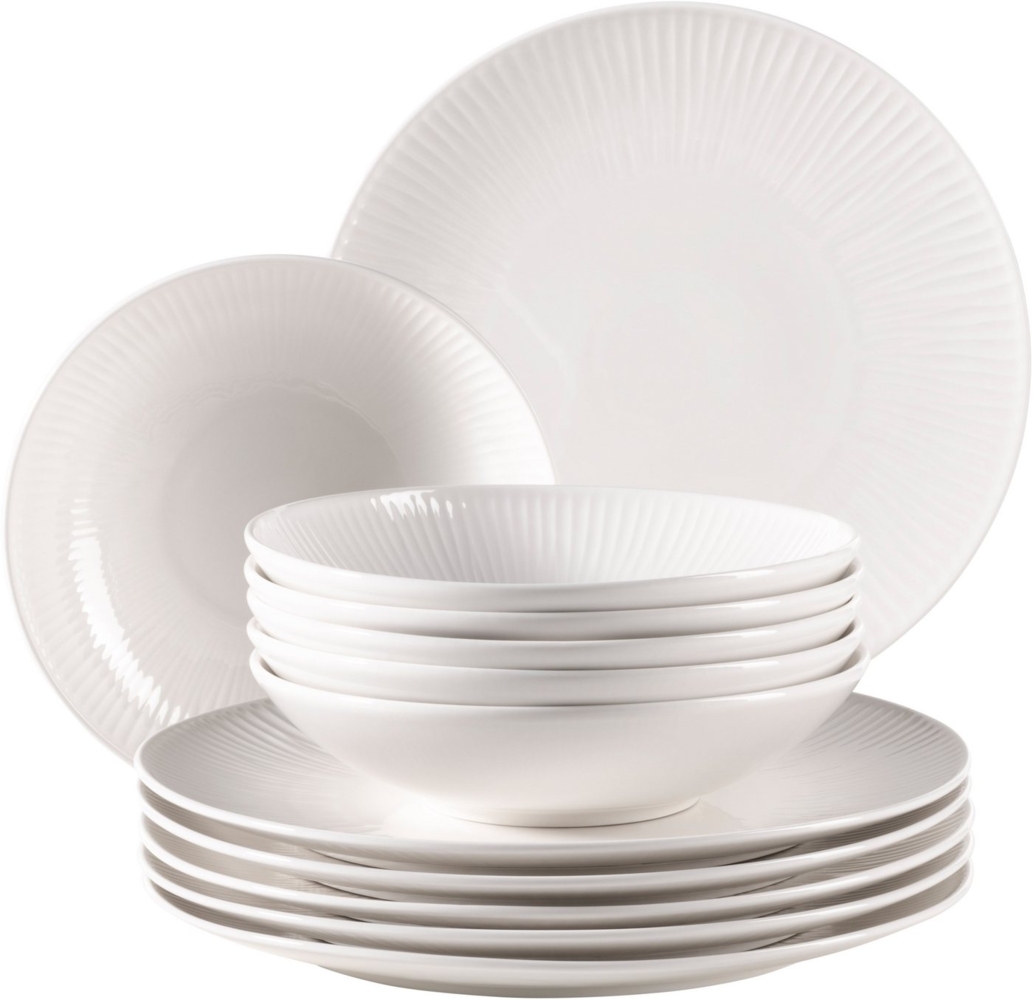 Mäser 931461 Tafelservice Dalia für 6 Personen, Porzellan, weiß (1 Set, 12-teilig) Bild 1