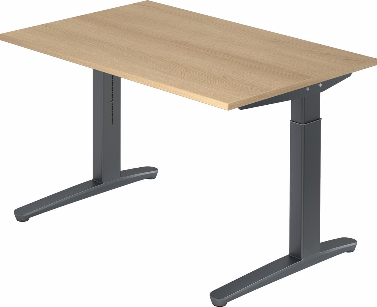 bümö® Design Schreibtisch XB-Serie höhenverstellbar, Tischplatte 120 x 80 cm in Eiche, Gestell in graphit Bild 1