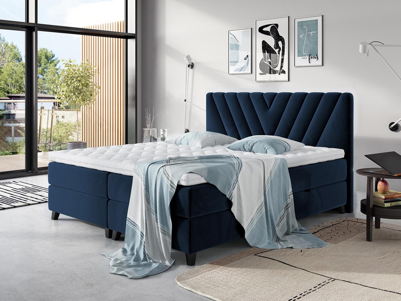 Boxspringbett Tigline, Blau, 180 x 200 cm Bild 1