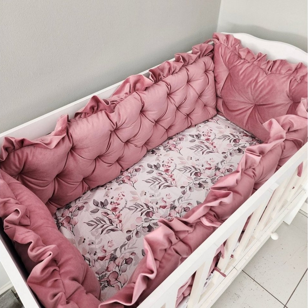 Baby Fancyroom Bettnestchen Samt Bettumrandung Nestchen Volant Kantenschutz Babybett Gitterbett, (weicher Samtstoff, hochwertig, Bettwäsche oder Bettumrandung), Mit Liebe handgefertigt, Premium Samt, Babynestchen, Babynest Bild 1