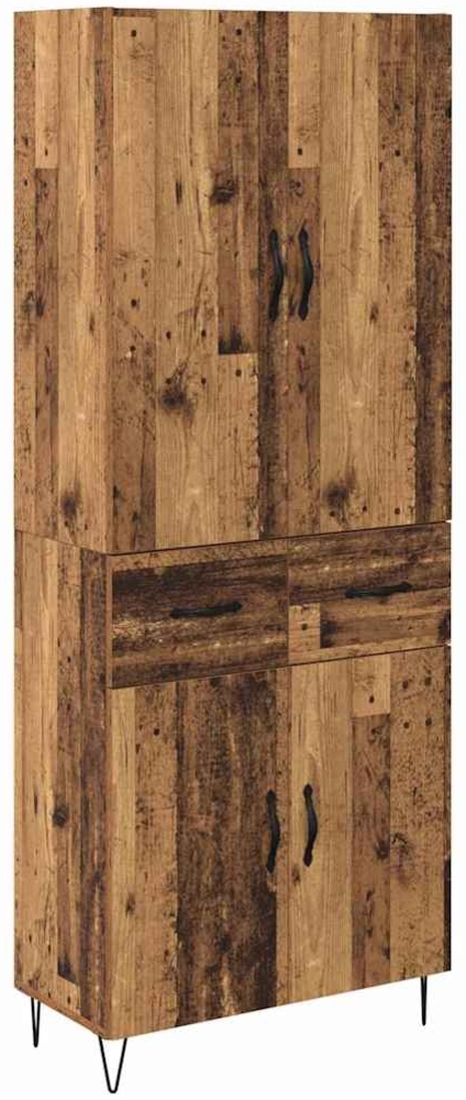 vidaXL Highboard mit Schubladen 2 pcs Altholz Engineered Wood und Glas 3415745 Bild 1