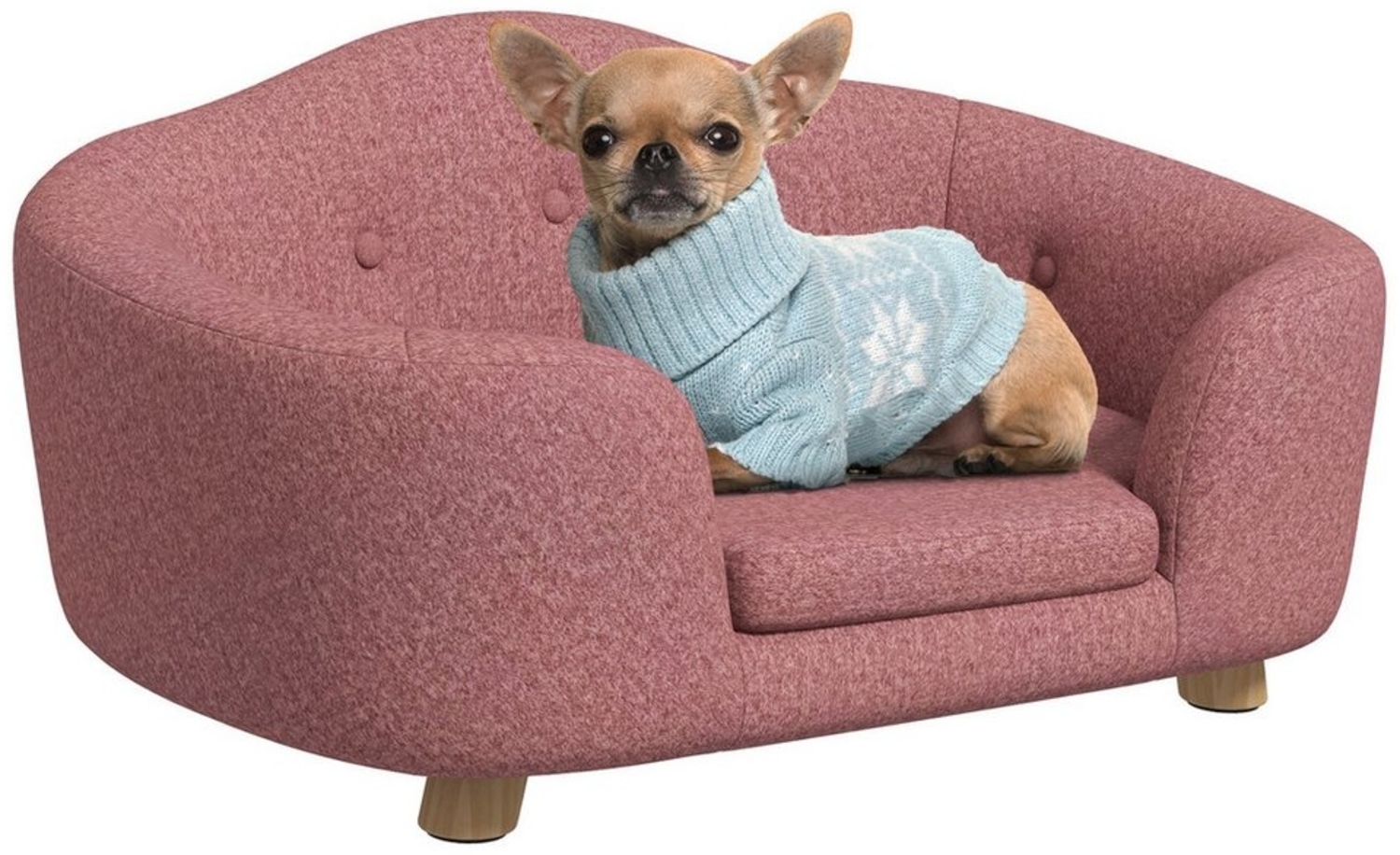 PawHut Tierbett Hundebett Hundesofa mit Kissen, Plüsch, Rosa 70 x 47 x 30 cm Bild 1