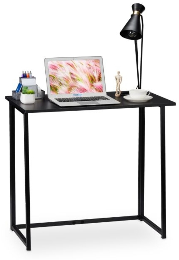 Relaxdays Schreibtisch klappbar, schwarz, 74,5 x 80 x 45 cm Bild 1