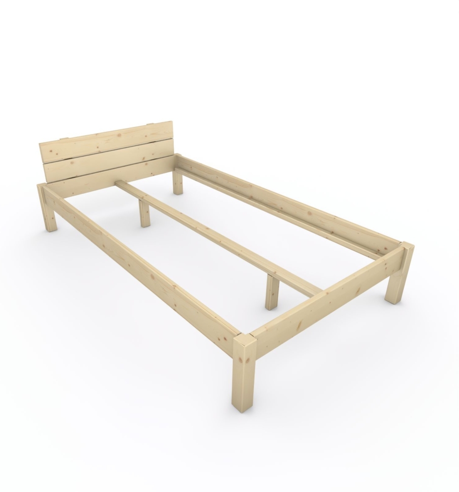 Pfostenbett "metallarm" Fichte Holzbett "Daybett" 120 x 220cm 38cm Einzelbett Bild 1
