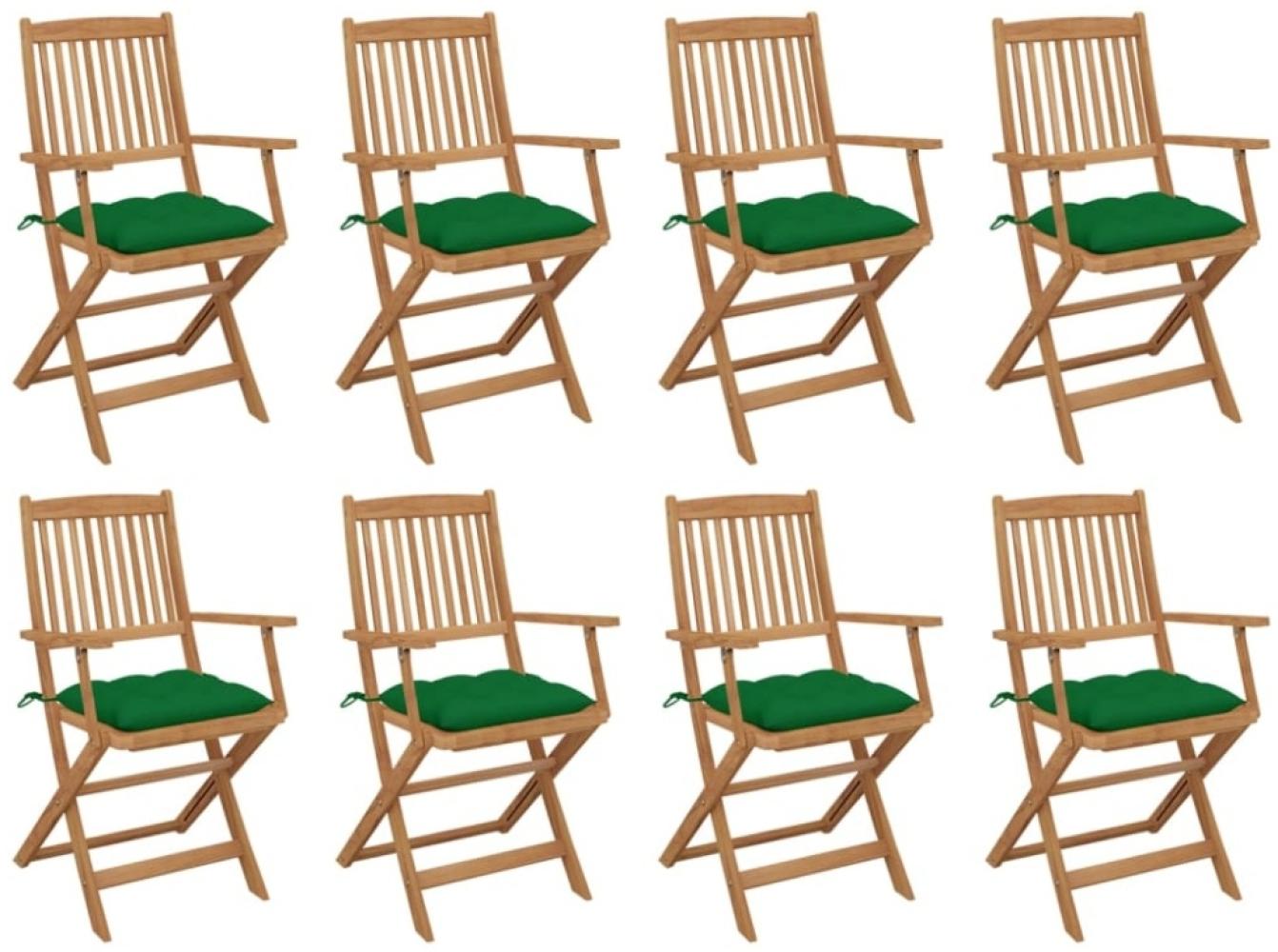 vidaXL Klappbare Gartenstühle mit Kissen 8 Stk. Massivholz Akazie 3075105 Bild 1