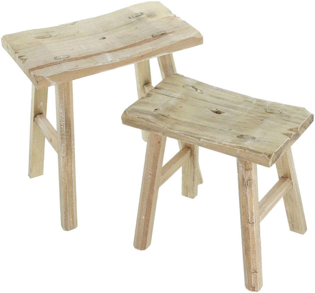 Holzhocker "Rustikal", 2er Set Hocker Sitzhocker Fußhocker Wohnzimmerdeko Flur Bild 1