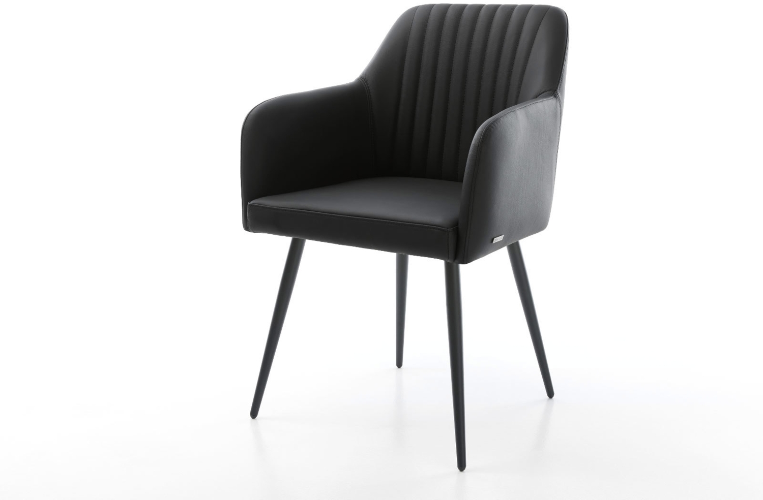 Esszimmerstuhl Greg-Flex Echt-Leder Schwarz 4-Fuß konisch Schwarz Taschenfederkern Bild 1