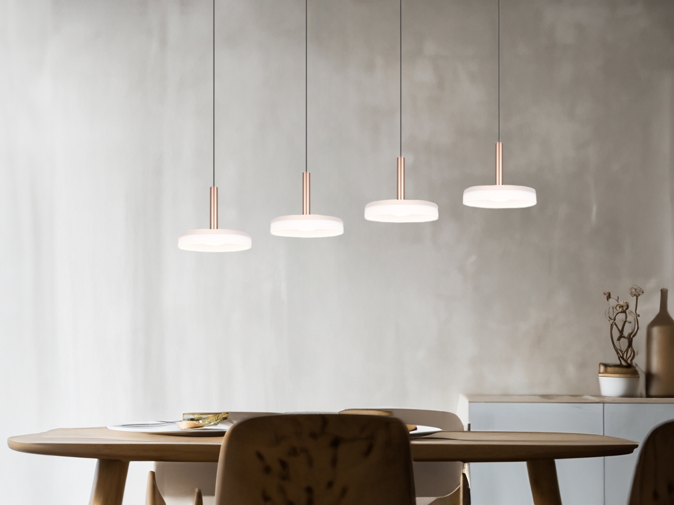 LED Pendelleuchte CELESTE 4-flammig höhenverstellbar Glas Weiß, B: 115cm Bild 1