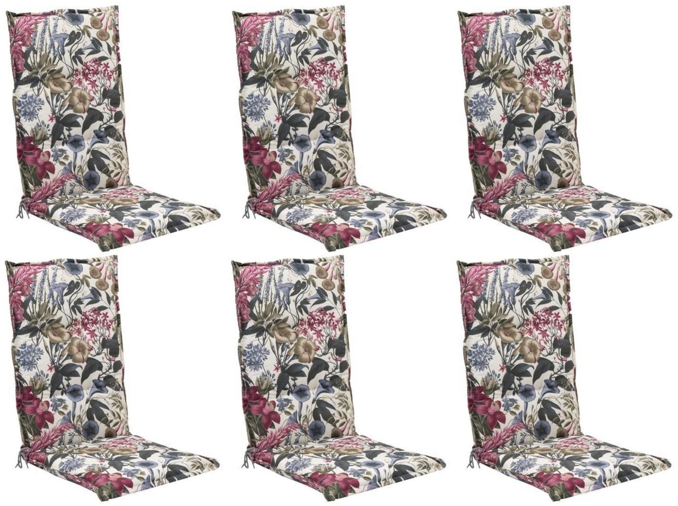 GO-DE Hochlehnerauflage HANA, B 50 x L 120 cm, Mehrfarbig, Baumwolle, (Set, 6 St), Polyester, für Hochlehner-Stühle Bild 1