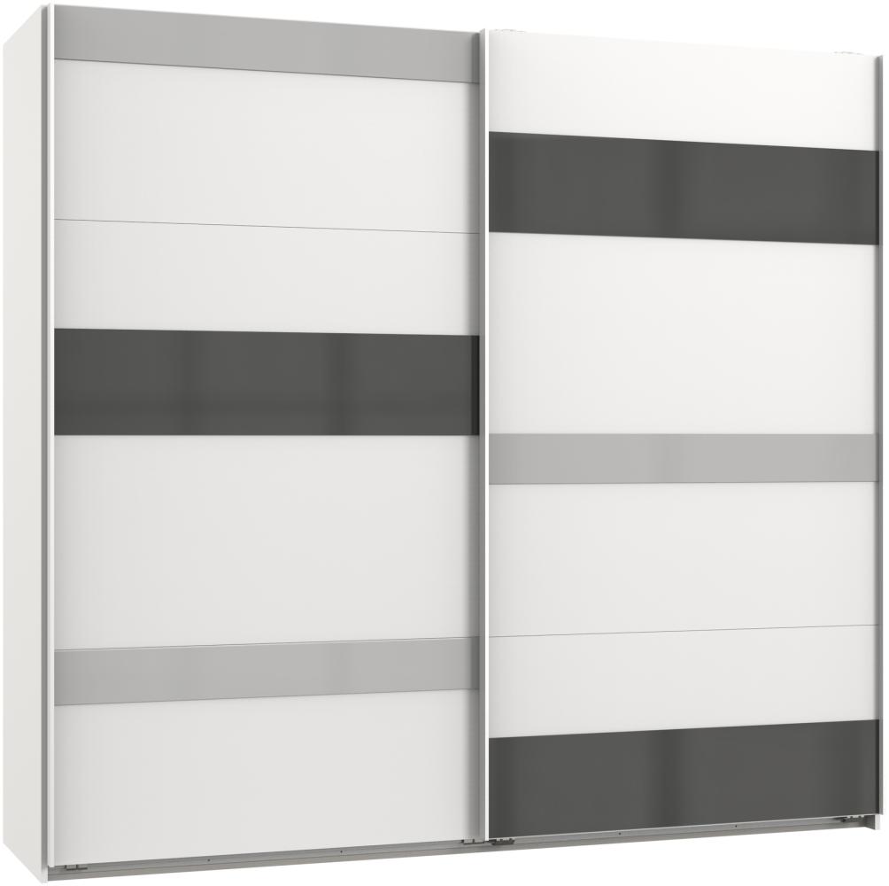 Schwebetürenschrank >MONACO< (BxH: 225x210 cm) WEISS/GRAU Bild 1