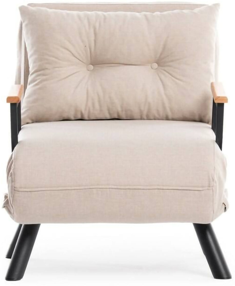 Dmora Sessel Keoni, Gepolsterter Sitz, Einzelsofa im Wohnzimmer, Stuhl mit Armlehnen, 60x78 h78 cm, Beige Bild 1