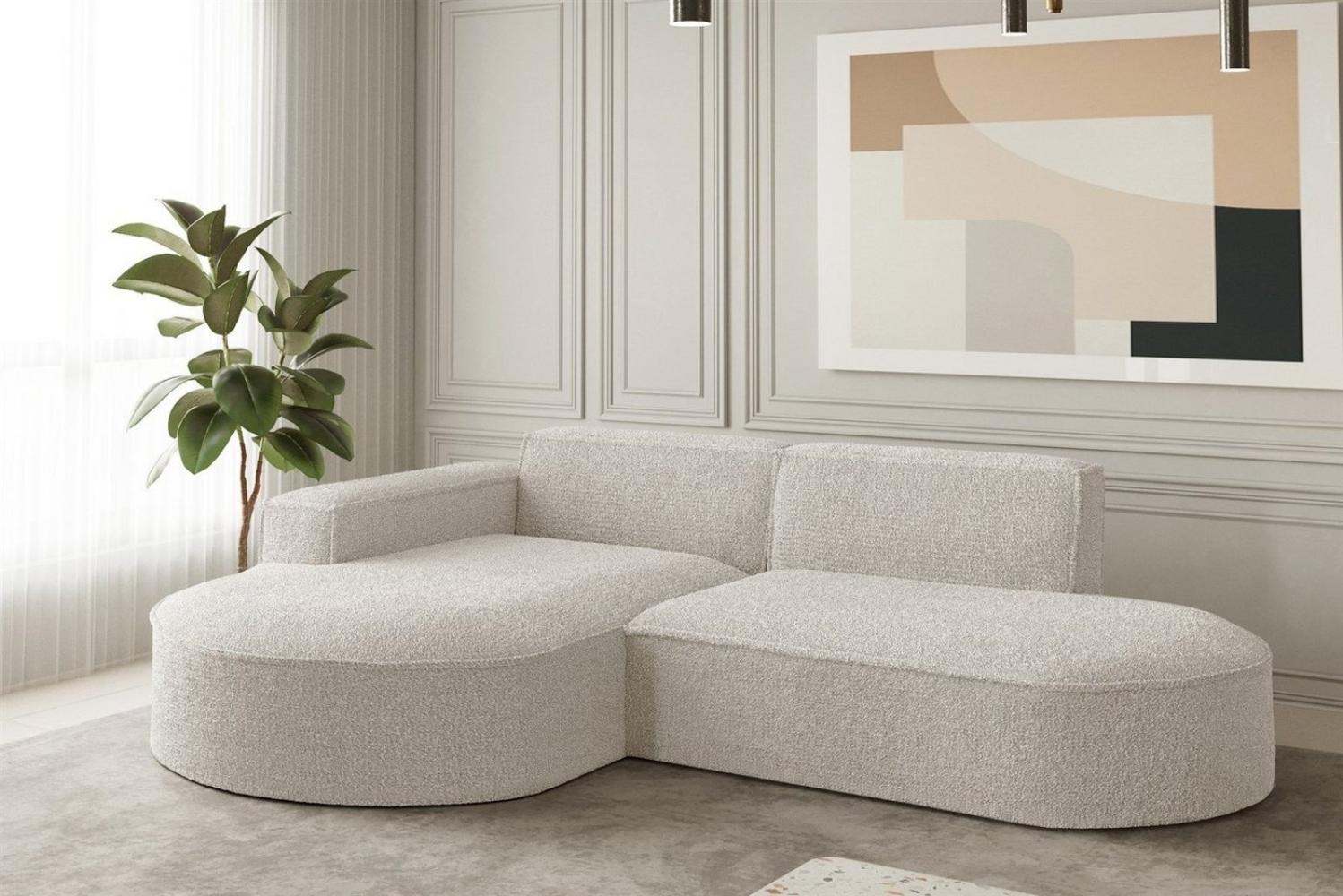 Ecksofa Designersofa PALMA XS in Stoff Ascot Beige Ottomane Links Bild 1