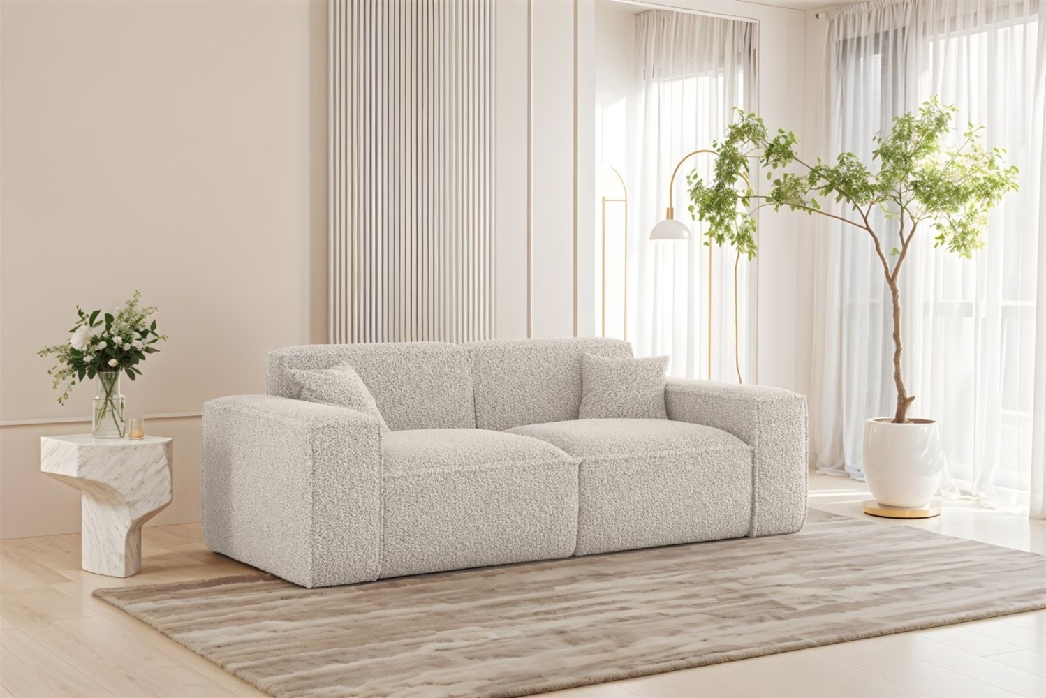 Sofa Designersofa CELES PREMIUM 2-Sitzer in Stoff Sven Altweiß Bild 1