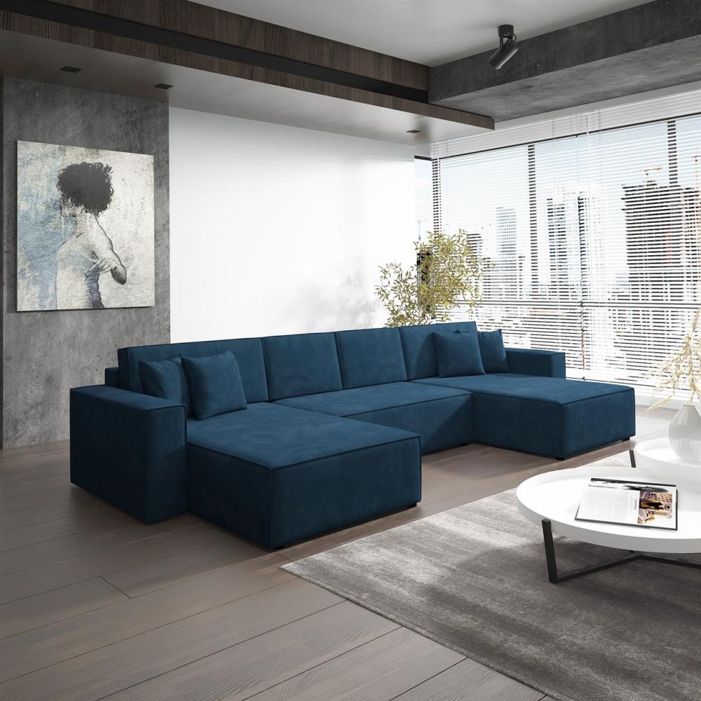 Wohnlandschaft Schlafsofa Sofa CONOR PREMIUM Stoff Kronos Dunkelblau Bild 1