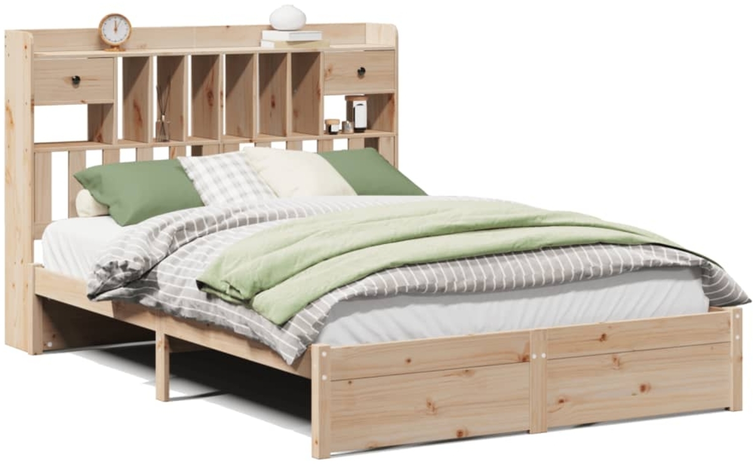 vidaXL Massivholzbett mit Regal ohne Matratze 140x200 cm Kiefer 3322419 Bild 1