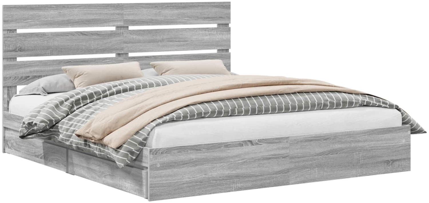 vidaXL Aufbewahrungsbett Graues Sonoma 200x200 cm Holzwerkstoff 3411877 Bild 1