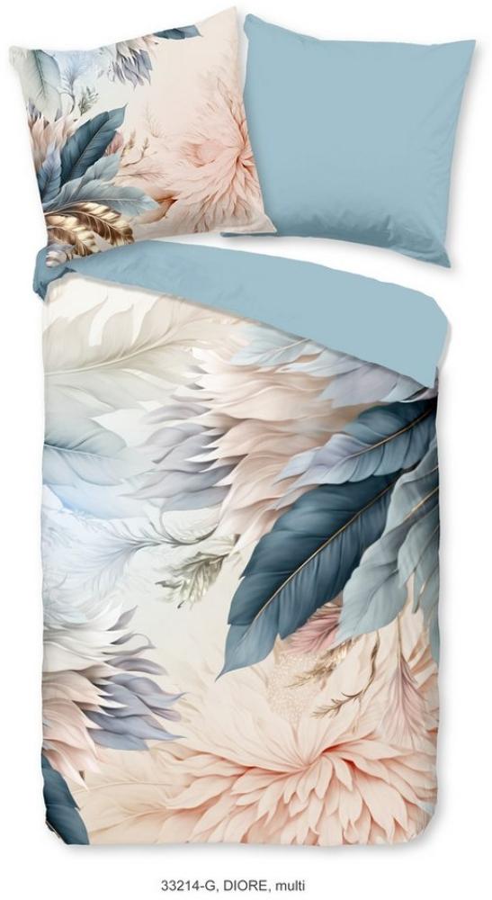 good morning Bettwäsche Renforcé Bettwäsche 200 X 200 cm + 2- 80 X 80 cm Diore bunt feathers a, Baumwolle, 3 teilig, bettwäsche 200x200 baumwolle sale warm weihnachten 200x200 bettbezug Bild 1