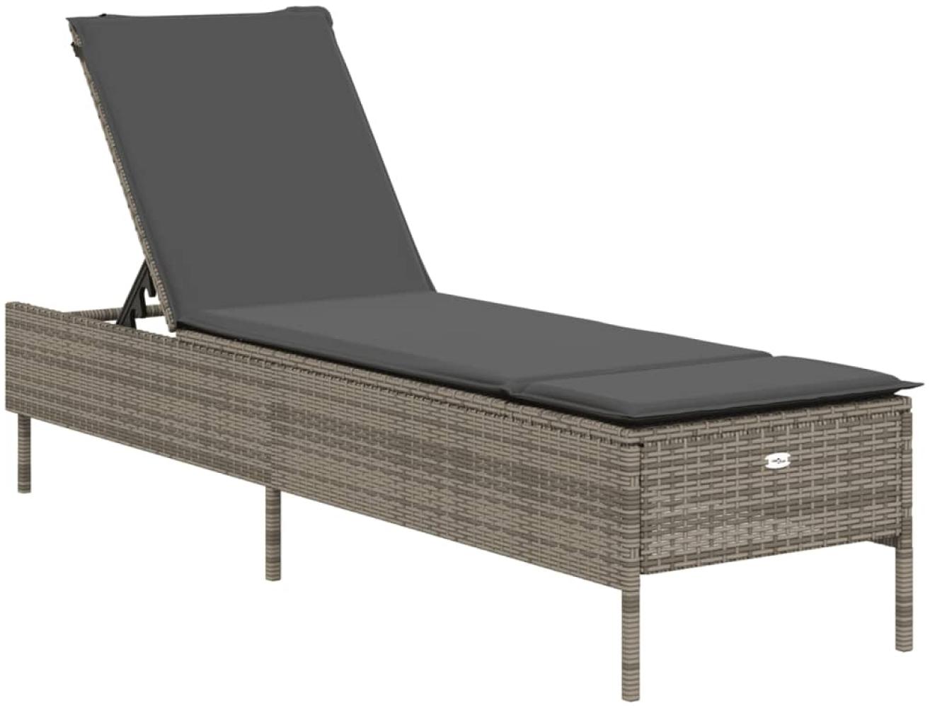 vidaXL Sonnenliege mit Auflage Grau Poly Rattan 4002721 Bild 1
