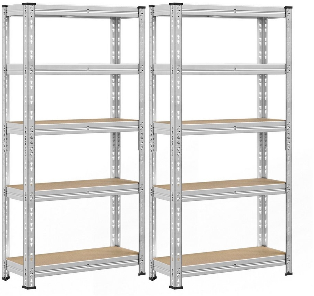 SONGMICS Schwerlastregal, 2er Set, Kellerregal, 30 x 75 x 150 cm, bis 875 kg belastbar, einfache Montage, Lagerregal, verstellbare Ablagen, Lagerregal, silbern Bild 1
