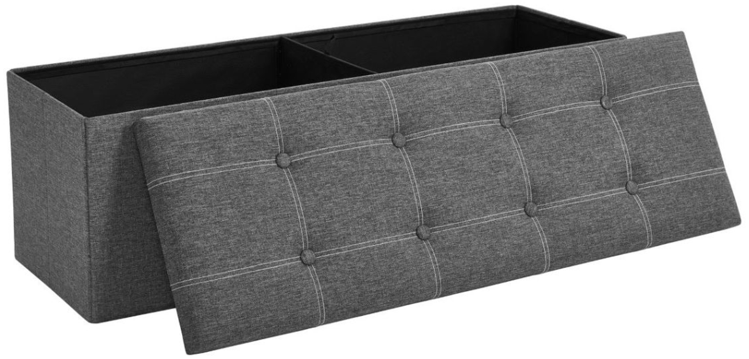 Sitzbank mit Stauraum, Sitztruhe, Sitzhocker, faltbar, 110 x 38 x 38 cm, Bezug aus Leinenimitat, für Schlafzimmer, Flur, Wohnzimmer, dunkelgrau LSF077G04 Bild 1