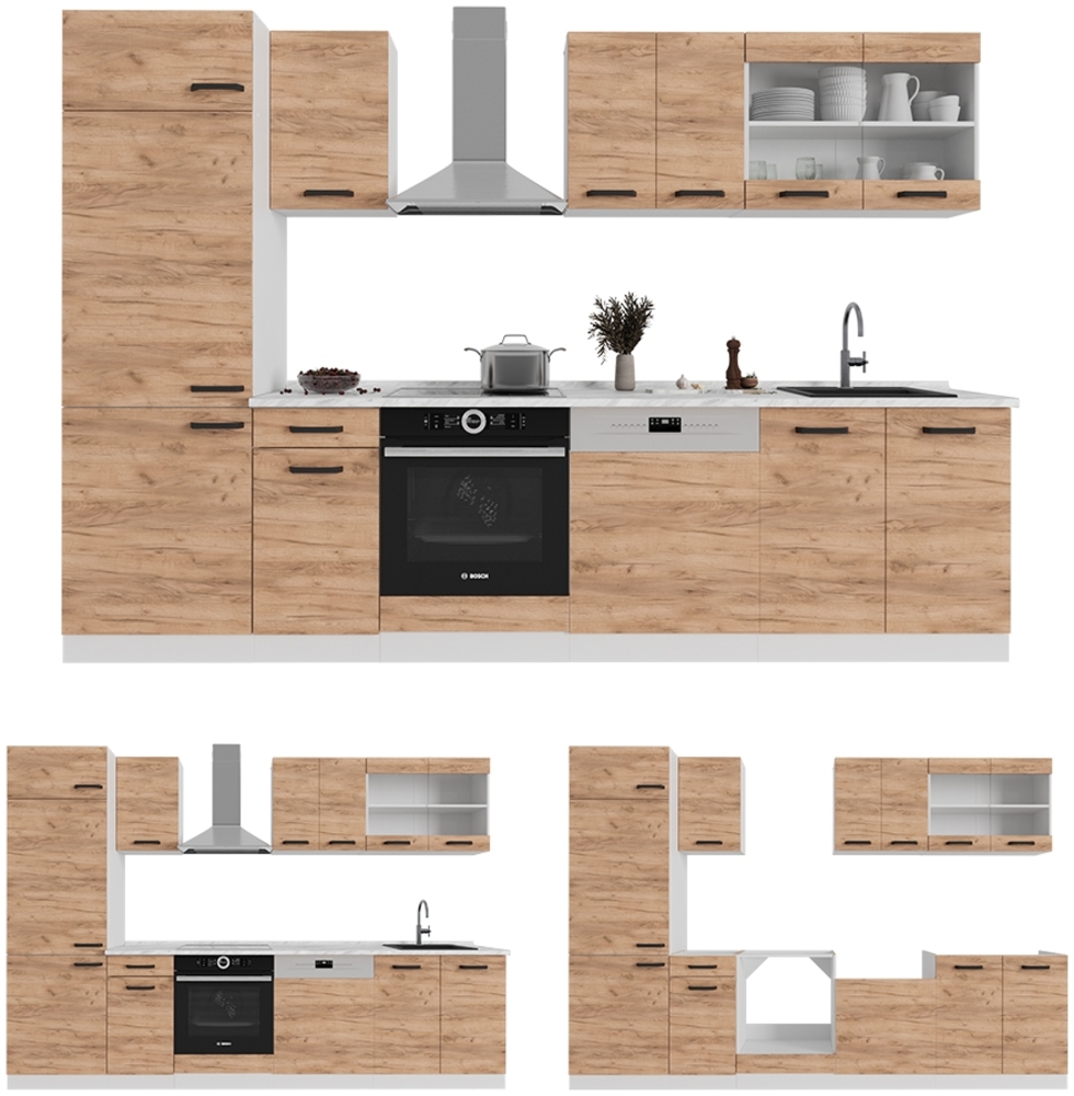 Küchenzeile R-Line Anthrazit Landhaus/Anthrazit 140 cm , AP Eiche Vicco Bild 1