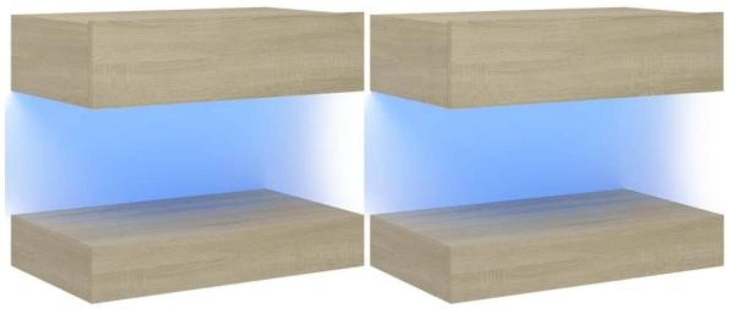 vidaXL TV-Schränke mit LED-Leuchten 2 Stk. Sonoma-Eiche 60x35 cm Bild 1