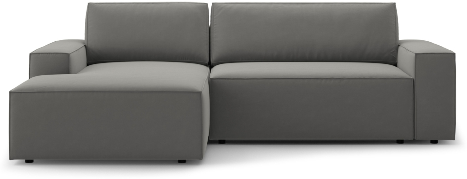 Micadoni Schlaf-Ecksofa Jodie 3-Sitzer Links Samtstoff Hellgrau Bild 1