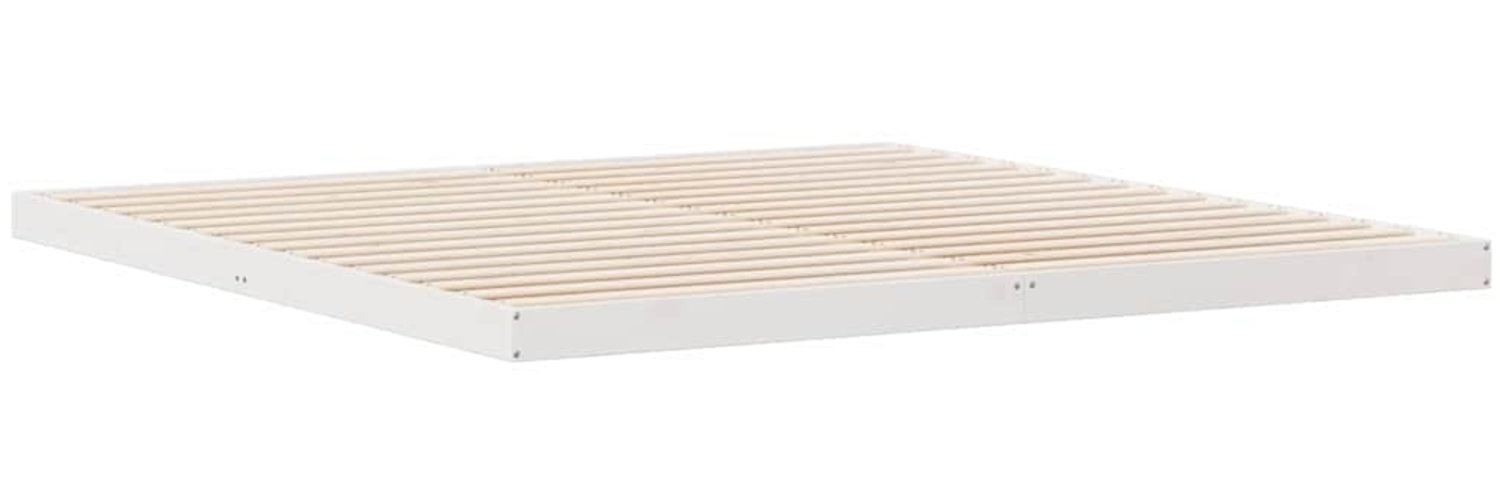 vidaXL Bodenbettrahmen Weiß 213,5 x 104 x 9 cm Massives Kiefernholz 869757 Bild 1