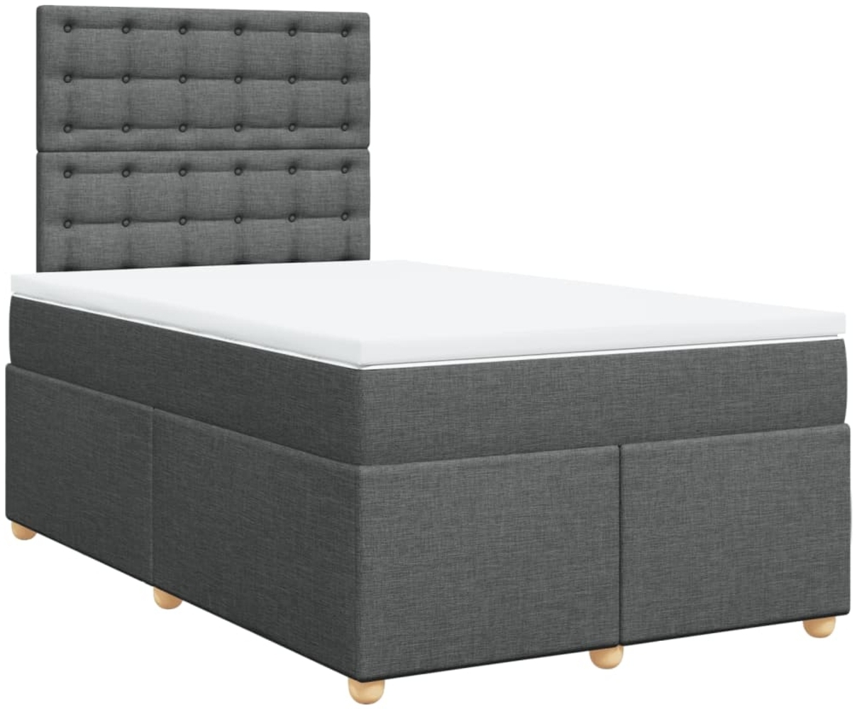 vidaXL Boxspringbett mit Matratze Dunkelgrau 120x190 cm Stoff 3291234 Bild 1