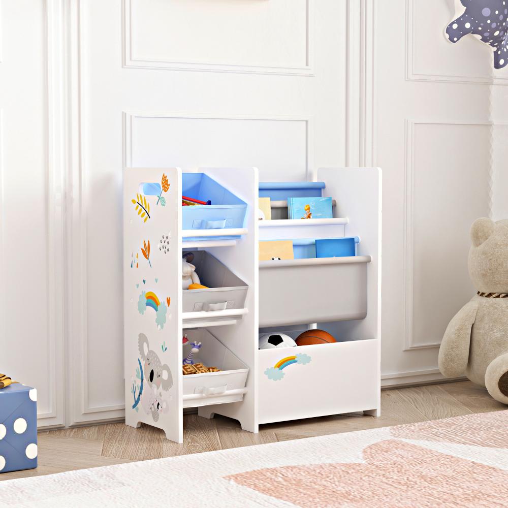 Kinderregal Vimianzo Koala-Motiv Weiß / Grau / Blau [en. casa] Bild 1