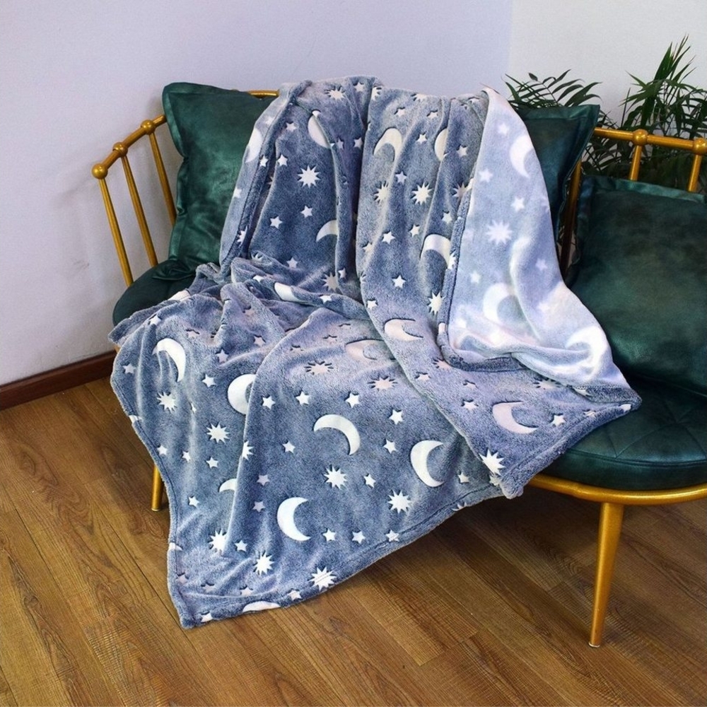 XDeer Deckenleuchten Glow in the Dark Decke Kinder leuchtende Decke Kuscheldecke, mit leuchtenden Sternen für Kinder und Erwachsene 150x200cm Bild 1