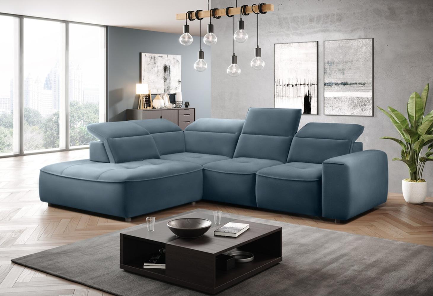 Stylefy Colton L Ecksofa Struktur JAZZ Pastellblau Links Bild 1