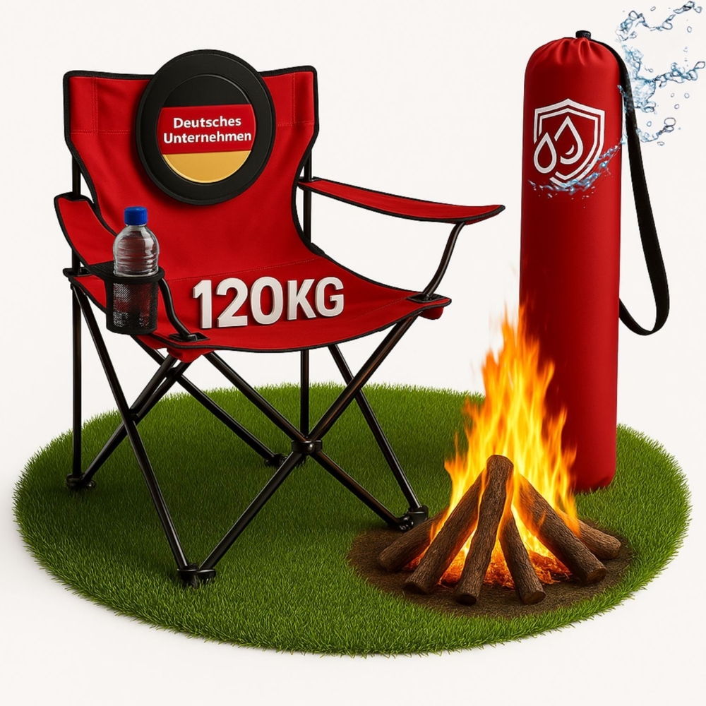 Coemo faltbarer Campingstuhl Faltstuhl mit Tragetasche in Rot Bild 1