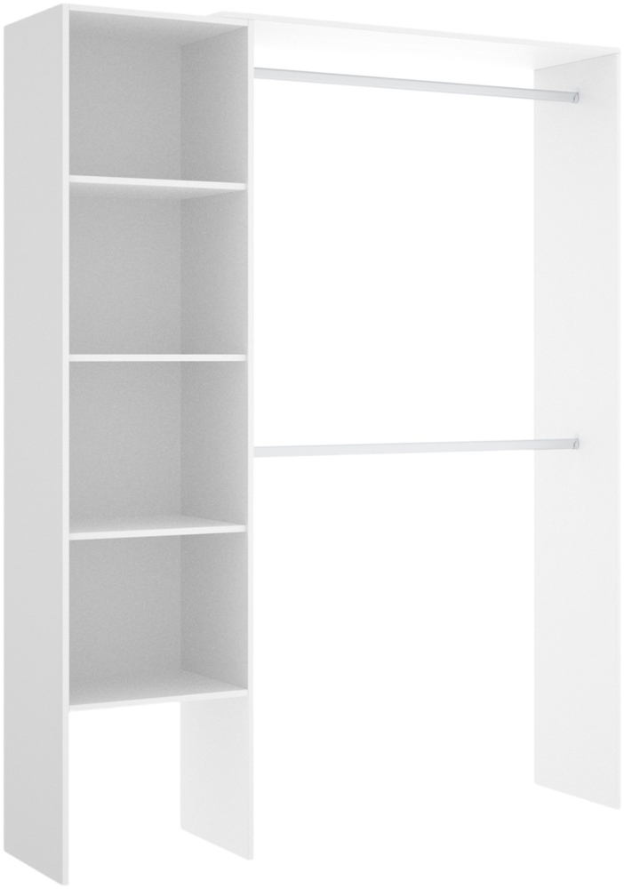 Dmora Großer Kleiderschrank Acquata, Struktur für begehbaren Kleiderschrank, offener Kleiderbügel, 140 x 40 x 187 cm, Weiß Bild 1