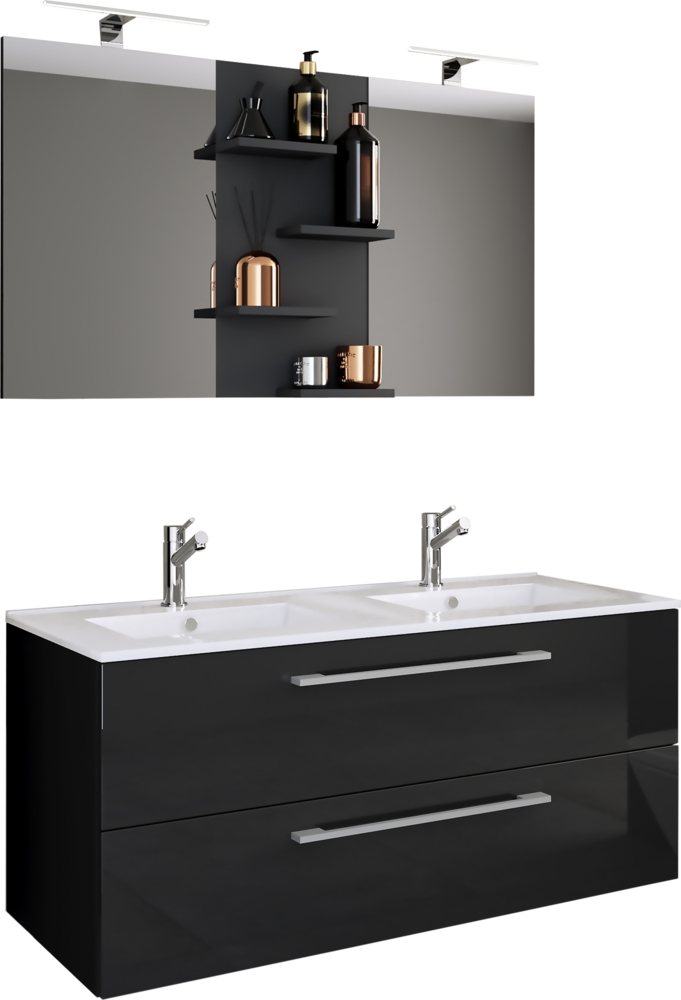 VCM Badmöbel Waschtisch Budasi 917545 Schwarz H. 128 x B. 112 x T. 46 cm Bild 1